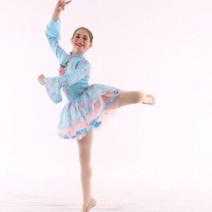 Charming Blue and Pink Kids Dance Costume